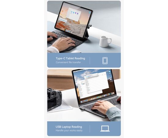 Зчитувач флеш-карт Essager USB-C + USB-A to Micro SD black (EDKTF-QW0G-P), зображення 9