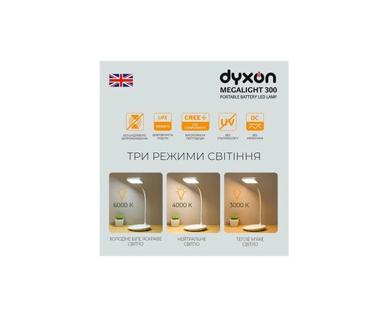 Настольная лампа DYXON MEGALIGHT 300 White (DXNLMGLGT300W), изображение 2