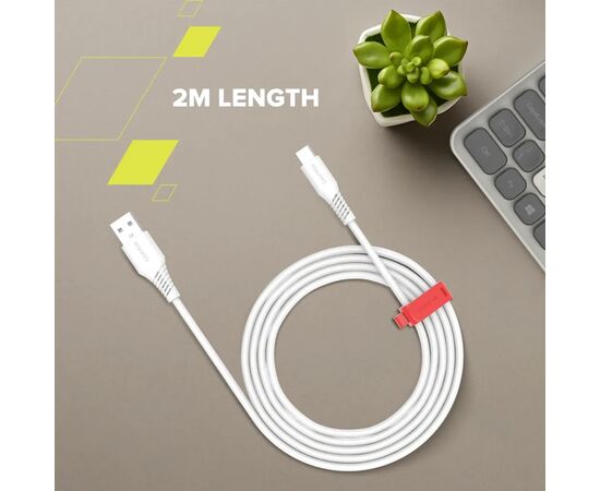 Дата кабель USB 2.0 AM to USB-C 2.0m 18W TPE white Canyon (CNS-AC18SC20W), зображення 2