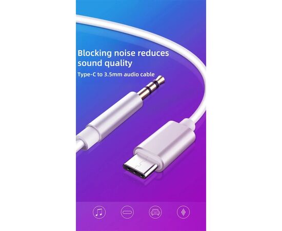 Переходник USB-C M to 3.5mm F 1.0m white XoKo (AUX-002-WH), изображение 5