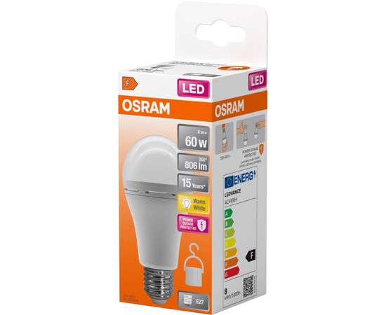 Лампочка Osram LED E27 8Вт 806Лм 2700К A60 акумуляторна (4099854190087), изображение 9