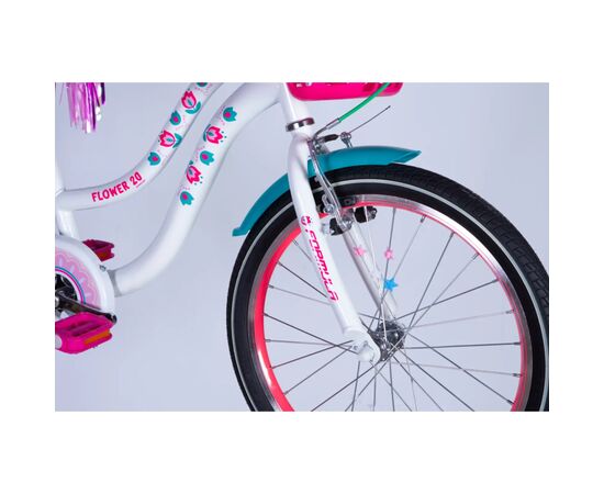 Велосипед Formula 20" Kid FLOWER PREMIUM BH рама-10" ST 2026 білий з рожевим та бірюзовим (OPS-FRK-20-244), зображення 2