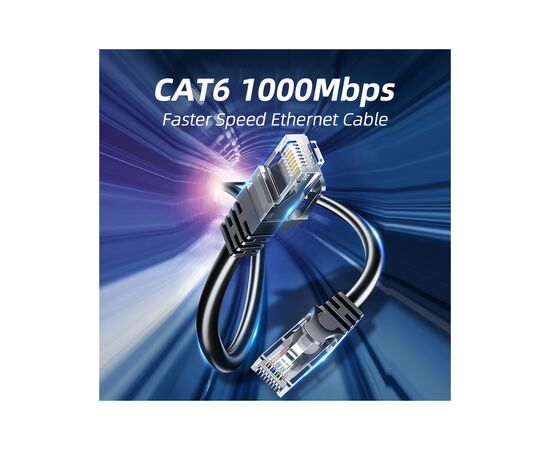 Патч-корд 15м UTP cat 6 RJ45 TopSpeed Ethernet Flat Cable Black Essager (EXCWXB-JSE01), изображение 9