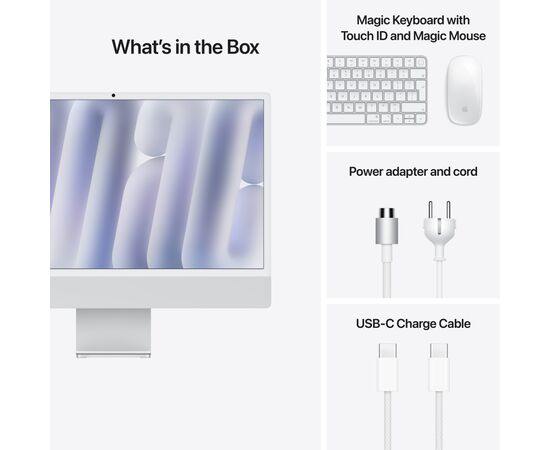 Комп'ютер Apple 24" iMac Retina 4.5K / Apple M4 (10-c/CPU, 10-c/GPU), 24, 512, Silver, A3137 (MCR24UA/A), зображення 5
