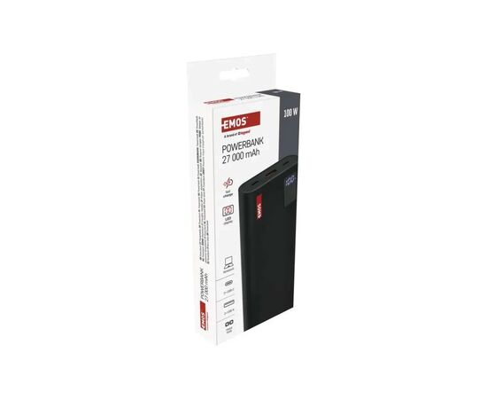 Батарея універсальна EMOS 27000mAh NTBF30, 100W, Pass-through, black (B0561B), зображення 11