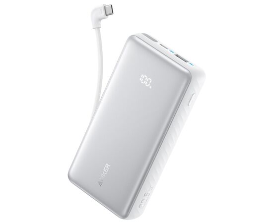 Батарея універсальна Anker 10000mAh 22.5W Built-In USB-C Cable White (A110DH21), зображення 2