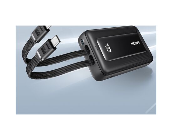 Батарея універсальна Anker 20000mAh 45W Built-In Dual USB-C Cables Black (A1681H12), зображення 4