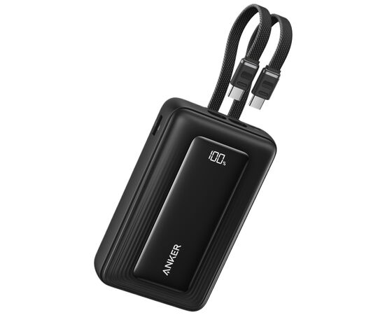 Батарея універсальна Anker 20000mAh 45W Built-In Dual USB-C Cables Black (A1681H12)
