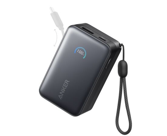Батарея універсальна Anker 10000mAh Nano 45W Built-In USB-C Cable Black (A1638H11), зображення 5