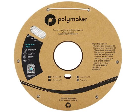 Пластик для 3D-принтера Polymaker ASA POLYLITE 1,75mm 1kg WHITE (PF01002), зображення 2
