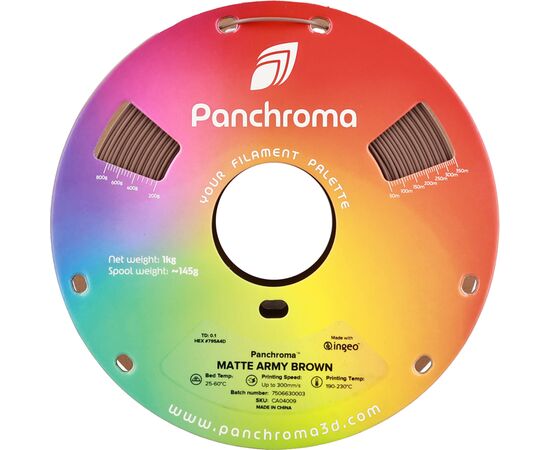 Пластик для 3D-принтера Polymaker PLA PANCHROMA MATTE 1,75mm 1kg ARMY BROWN (CA04009), изображение 2