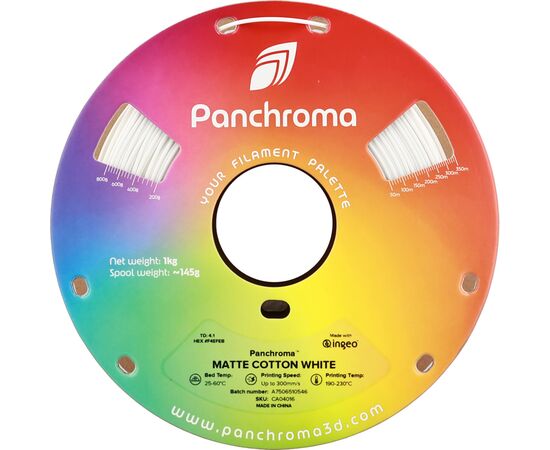 Пластик для 3D-принтера Polymaker PLA PANCHROMA MATTE 1,75mm 1kg COTTON WHITE (CA04016), изображение 2