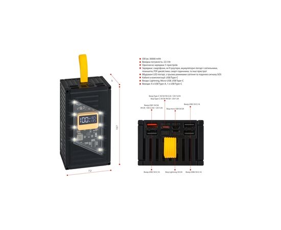 Батарея универсальная AURA NRG-P30 30000mAh 22.5W Black (PBANRG-P30B), изображение 4