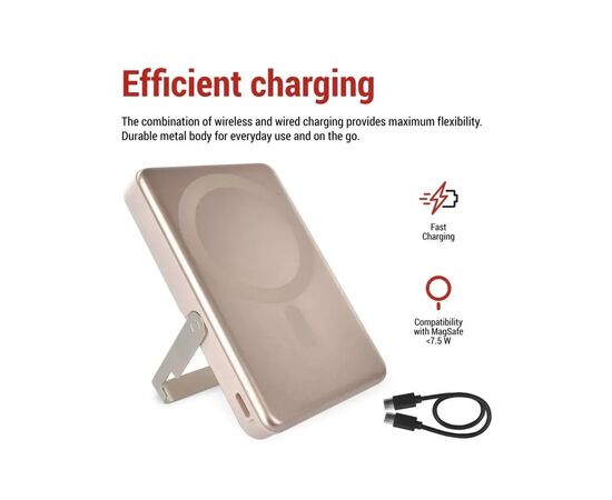 Батарея універсальна EMOS 10000mAh, MagSafe, 20W, pink (B0552RG), зображення 5