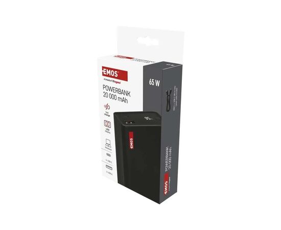 Батарея універсальна EMOS 20000mAh NTBF20, 65W, Pass-through, black (B0560B), зображення 9