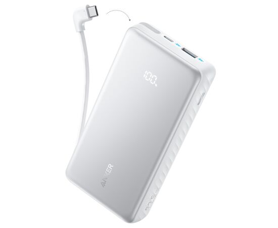 Батарея універсальна Anker 20000mAh 22.5W Built-In USB-C Cable White (A110EH21)