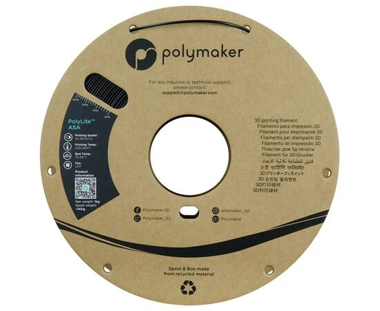 Пластик для 3D-принтера Polymaker ASA POLYLITE 1,75mm 1kg JET BLACK (PF01044), изображение 2