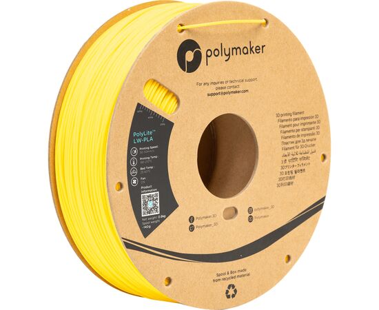 Пластик для 3D-принтера Polymaker PLA POLYLITE LW 1,75mm 0,8kg BRIGHT YELLOW (PA08009)