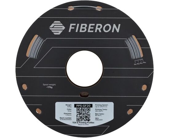 Пластик для 3D-принтера Polymaker Fiberon PPS-GF20 1,75mm 0,5kg GREY (FM02001), изображение 2