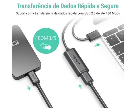 Дата кабель USB 2.0 AM to AF 20.0m Active black Ugreen (10324), зображення 4