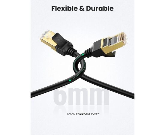 Патч-корд 3м, F/FTP cat 7 RJ-45 black Ugreen (U_11270), зображення 2