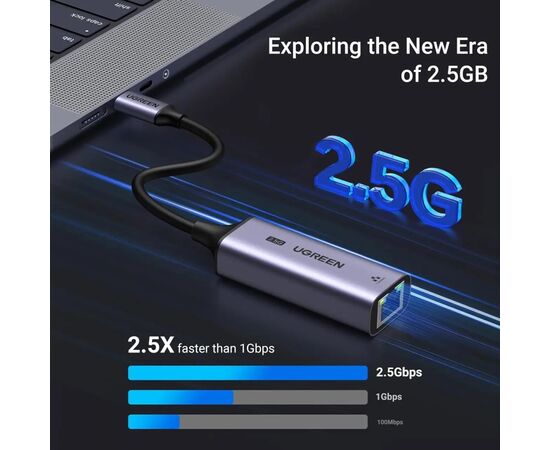 Переходник USB-C to RJ45 Ethernet 2500Mbps Ugreen (25052), изображение 2