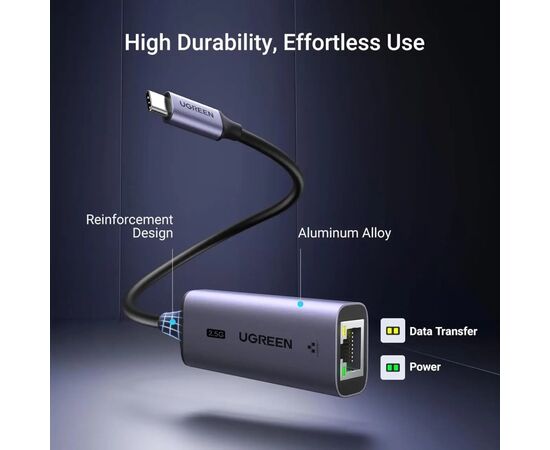 Переходник USB-C to RJ45 Ethernet 2500Mbps Ugreen (25052), изображение 6