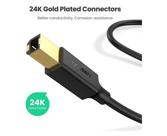 Кабель для принтера USB 2.0 AM/BM 1.5m Black Ugreen (10350), изображение 2