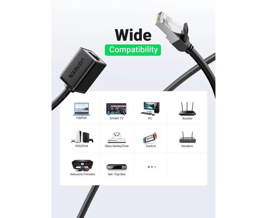 Патч-корд 2м, F/UTP cat 6 RJ-45 extension black Ugreen (U_11281), зображення 3