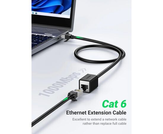 Патч-корд 1м, F/UTP cat 6 RJ-45 extension black Ugreen (U_11279), зображення 2