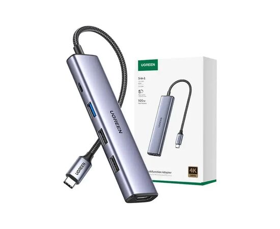 Концентратор Ugreen USB-C 3-in-1 HDMI 4K + USB 3.0 + PD 100W (U_15495), изображение 2