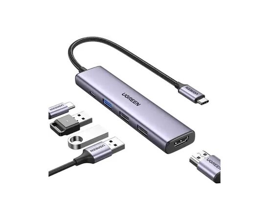 Концентратор Ugreen USB-C 3-in-1 HDMI 4K + USB 3.0 + PD 100W (U_15495)