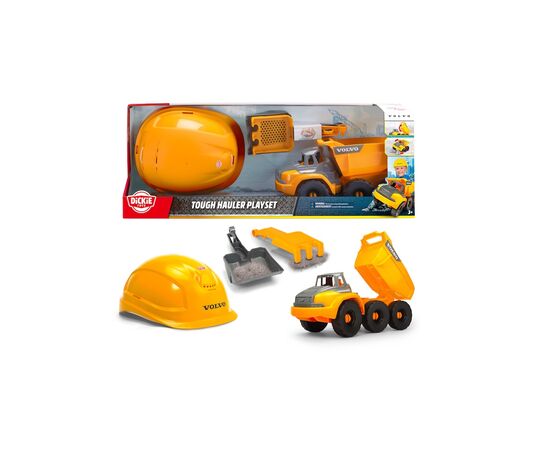 Ігровий набір Dickie Toys Вольво. Самоскид з каскою та лопатою, 26 аксесуарів (3729014)