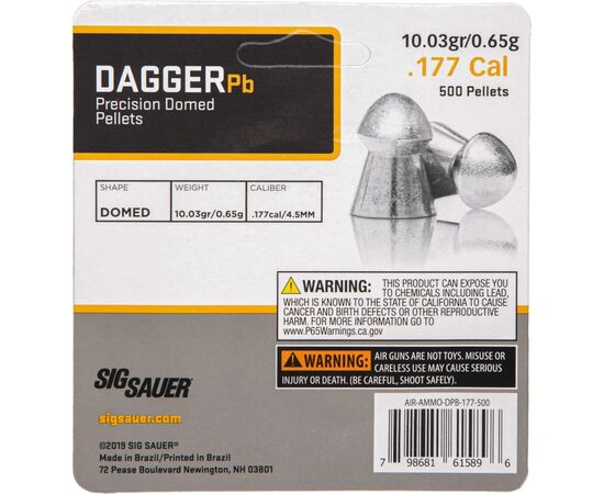 Пульки Sig Sauer Dagger 4,5 мм 0,65 г 500 шт (AIR-AMMO-DPB-177), изображение 2
