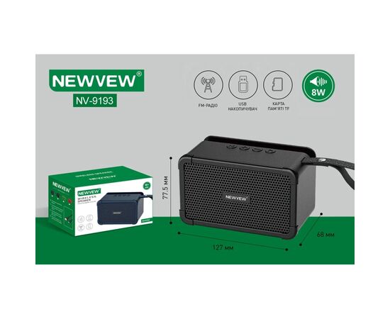Акустическая система NEWVEW NV-9193 BT/USB/TF/FM Black (NWVW-NV-9193-BK), изображение 2