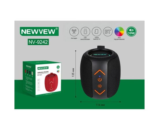 Акустическая система NEWVEW NV-9242 BT/USB/TF/FM/TWS Black (NWVW-NV-9242-BK), изображение 4