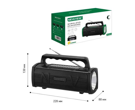 Акустическая система NEWVEW NV-9010 Solar Panel/BT/USB/TF/FM Black (NWVW-NV-9010-BK), изображение 4