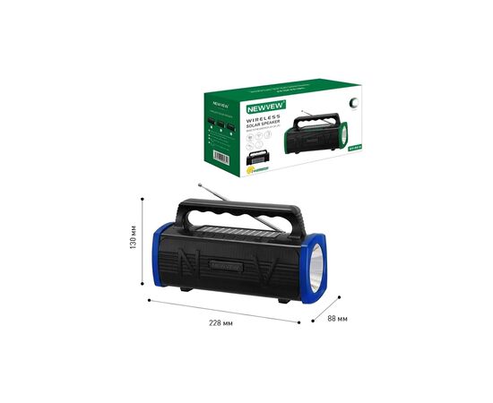 Акустическая система NEWVEW NV-9010 Solar Panel/BT/USB/TF/FM Blue (NWVW-NV-9010-BL), изображение 4