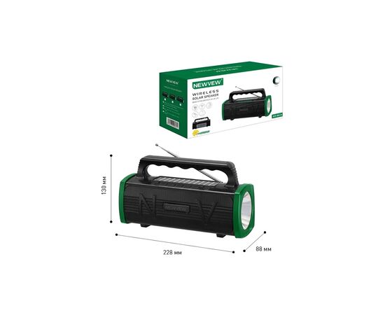 Акустична система NEWVEW NV-9010 Solar Panel/BT/USB/TF/FM Green (NWVW-NV-9010-GN), зображення 4