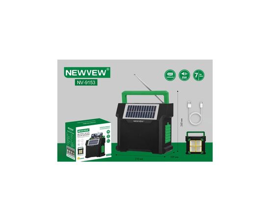 Акустична система NEWVEW NV-9153 Solar Panel/BT/USB/TF/FM Green (NWVW-NV-9153-GN), зображення 4
