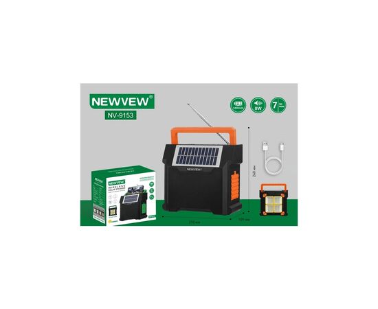 Акустическая система NEWVEW NV-9153 Solar Panel/BT/USB/TF/FM Orange (NWVW-NV-9153-OR), изображение 4