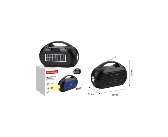 Акустическая система NEWVEW NV-V50 Solar Panel/BT/USB/TF/FM/AUX Black (NWVW-NV-V50-BK), изображение 4
