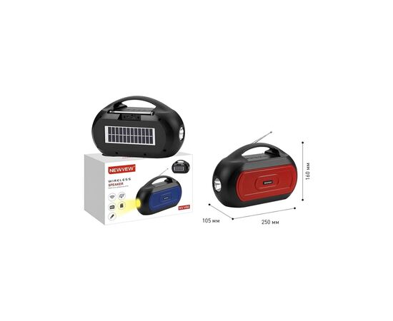Акустическая система NEWVEW NV-V50 Solar Panel/BT/USB/TF/FM/AUX Red (NWVW-NV-V50-RD), изображение 4