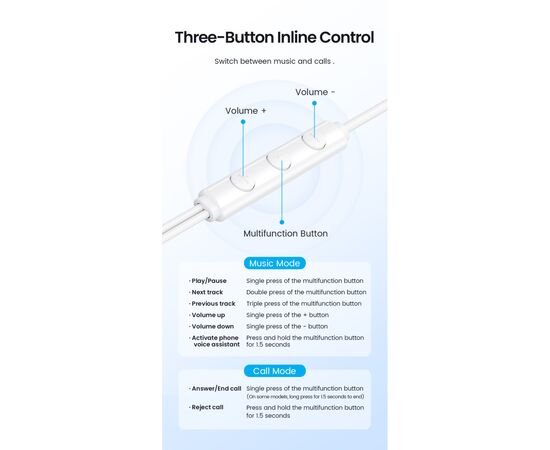 Наушники Vention Echo Lite 3.5mm In-Ear Wired White (GBAWAV), изображение 10