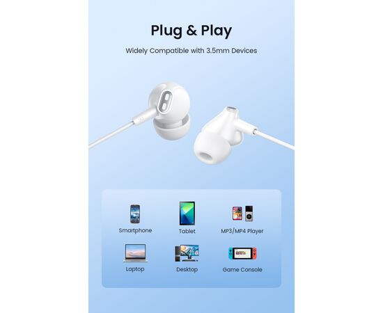 Наушники Vention Echo Lite 3.5mm In-Ear Wired White (GBAWAV), изображение 11