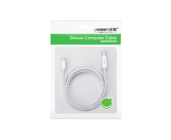 Кабель для принтера Ugreen USB-C 2.0 to BM 1.5m white (40417), изображение 2