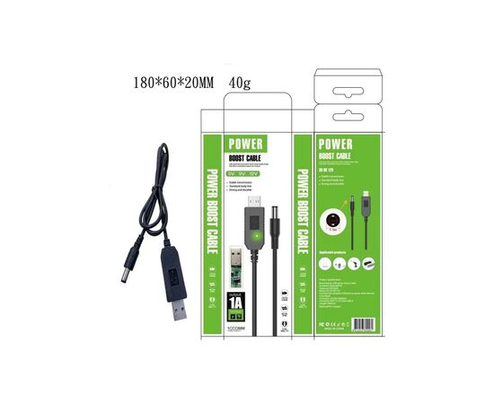 Кабель питания USB to DC 5.5x2.1mm 9V 1.0m black Power Boost (1070990), изображение 5