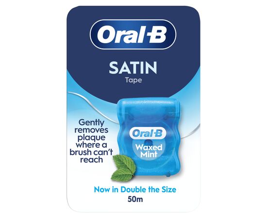 Зубная нить Oral-B Satin Tape Мятная Вощеная 50 м (8006530114196)