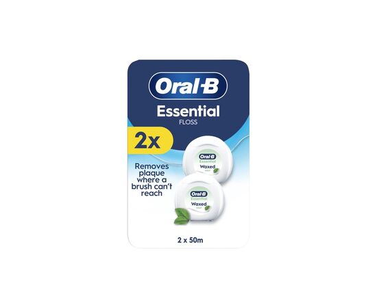 Зубная нить Oral-B Essential Floss Мятная Вощеная 2 катушки по 50 м (8006530045995)