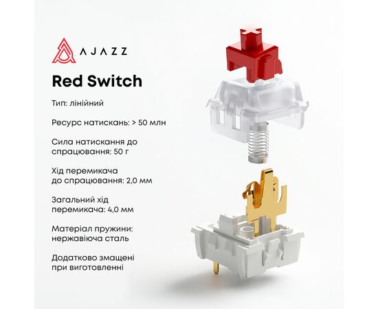 Клавиатура Ajazz AK820 Red Switch USB-C UA White (AK820-R-W), изображение 10